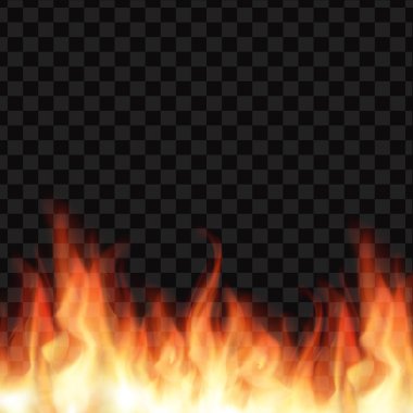 Şeffaf arka planda gerçekçi yangın alevleri yakma