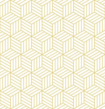 Beyaz arka plan üzerine izole altın geometrik dikişsiz desen