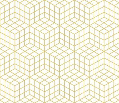 Beyaz arka plan üzerine izole altın geometrik dikişsiz desen