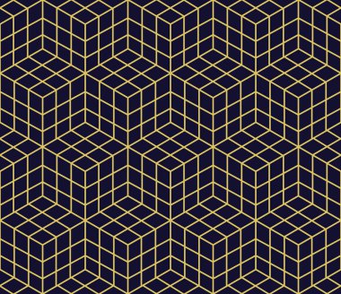 Siyah zemin üzerine altın geometrik Seamless Modeli