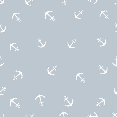 Pastel mavi arka plan üzerinde çapa ile dikişsiz desen 