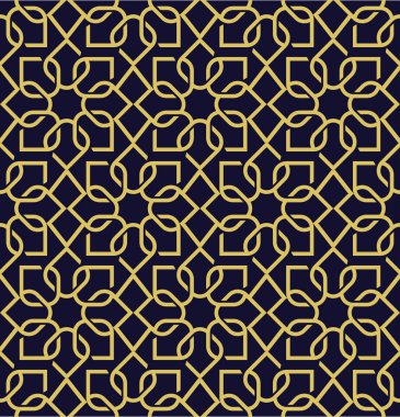 Siyah zemin üzerine altın geometrik Seamless Modeli