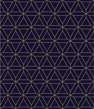 Siyah zemin üzerine altın geometrik Seamless Modeli