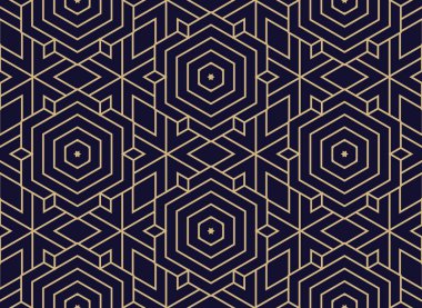 Siyah zemin üzerine altın geometrik Seamless Modeli