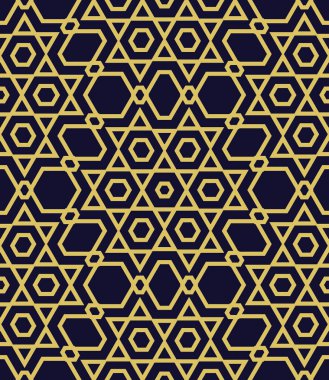 Siyah zemin üzerine altın geometrik Seamless Modeli