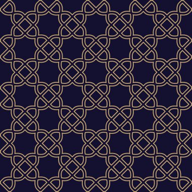 Siyah zemin üzerine altın geometrik Seamless Modeli