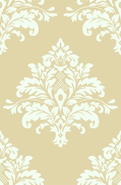 Açık sarı arka plan üzerinde filigran kıvırcık şam süs ile dikişsiz desen