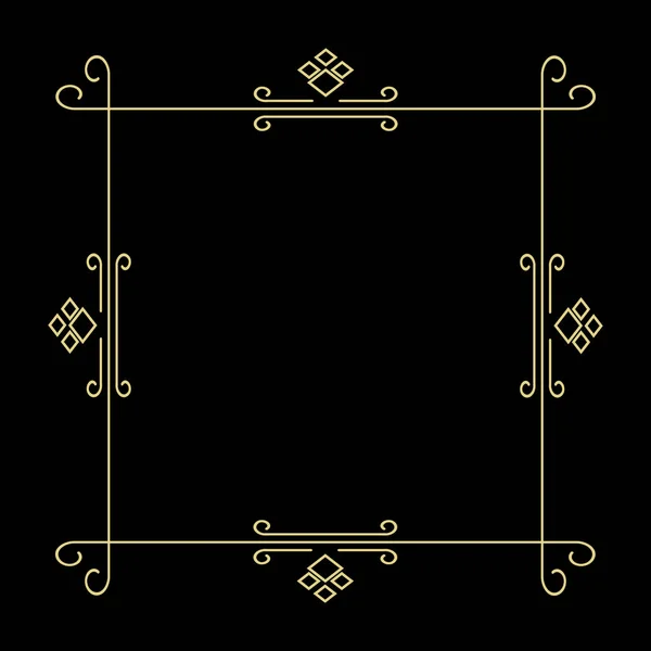Золотая Тонкая Рамка Черном Фоне — стоковый вектор
