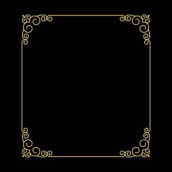Goldener Dünner Rahmen Auf Schwarzem Hintergrund — Stockvektor