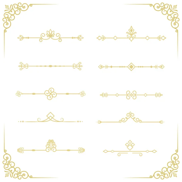 白色背景上的时尚金色框架元素集 — 图库矢量图片