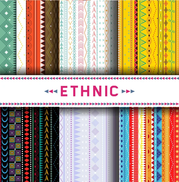 Verzameling Van Creatieve Kleurrijke Etnische Naadloze Patronen — Stockvector