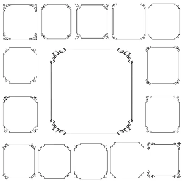 Set Von Stilvollen Schwarzen Dünnen Rahmen Isoliert Auf Weißem Hintergrund — Stockvektor