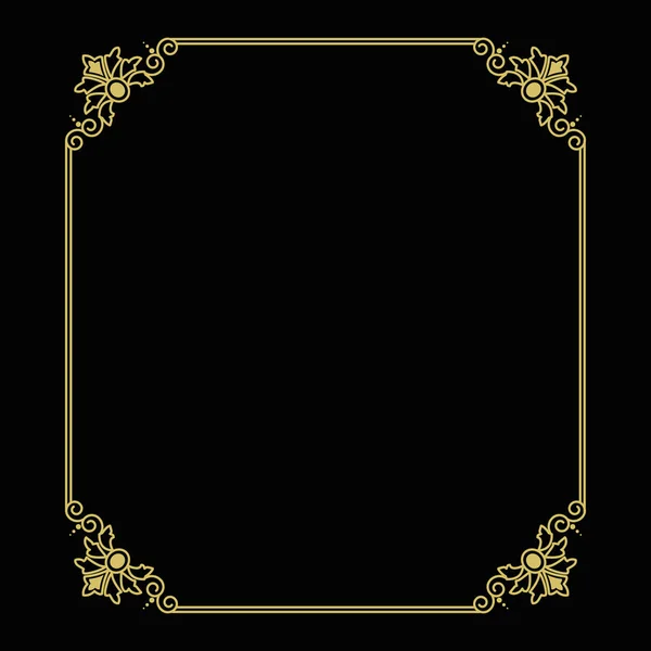 Quadro Fino Dourado Fundo Preto —  Vetores de Stock