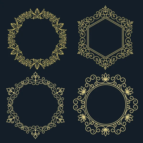 具有复制空间的圆形丝状装饰框架集合 — 图库矢量图片