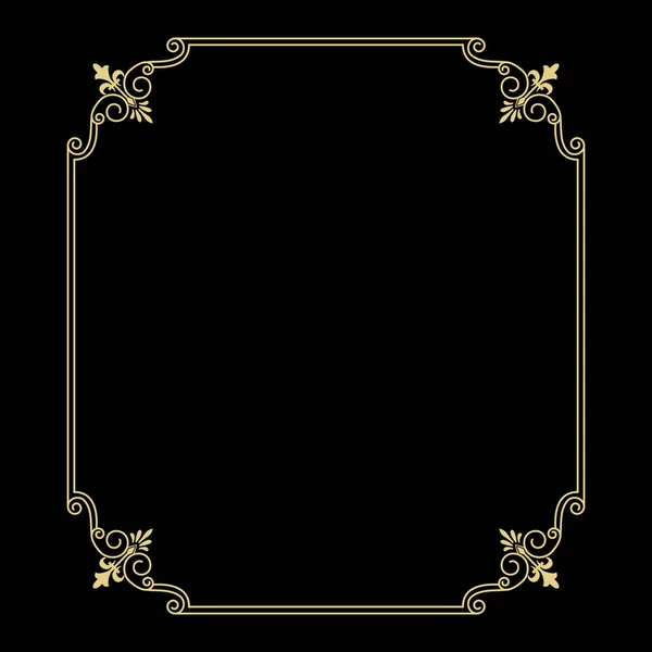 Golden Thin Frame Black Background — Stock Vector