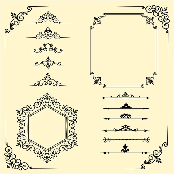 Set Von Kreativen Königlichen Rahmenelementen Vektorillustration — Stockvektor