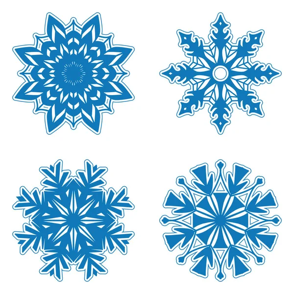 Conjunto Copos Nieve Creativos Aislados Sobre Fondo Blanco — Vector de stock