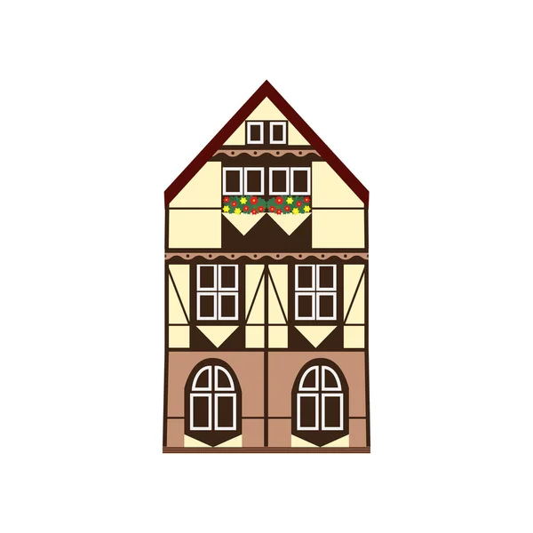 白い背景に隔離されたオランダスタイルのベージュの家 — ストックベクタ
