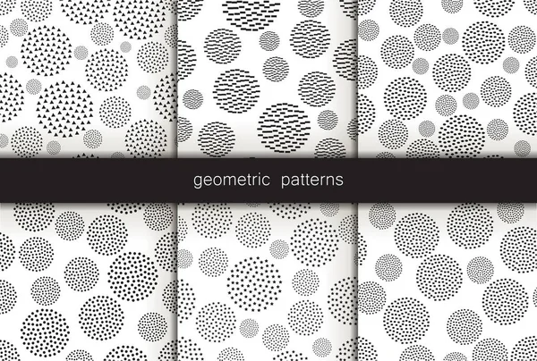 Insamling Kreativa Minimalistiska Geometriska Sömlösa Mönster Strukturerade Bakgrunder — Stock vektor