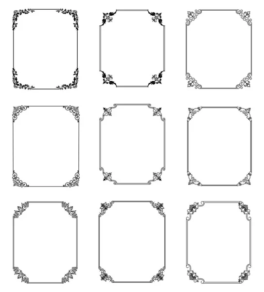Set Von Stilvollen Schwarzen Dünnen Rahmen Isoliert Auf Weißem Hintergrund — Stockvektor