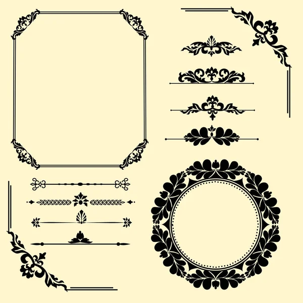 Set Van Creatieve Royal Frame Elementen Vector Illustratie — Stockvector