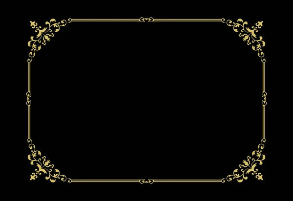 黑色背景上的金色薄框 — 图库矢量图片