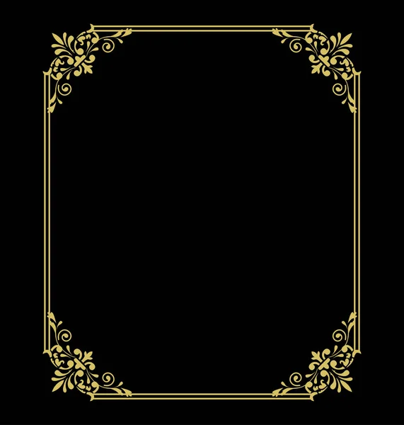 Gouden Dunne Frame Zwarte Achtergrond — Stockvector