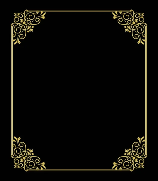 Golden Thin Frame Black Background — Stock Vector