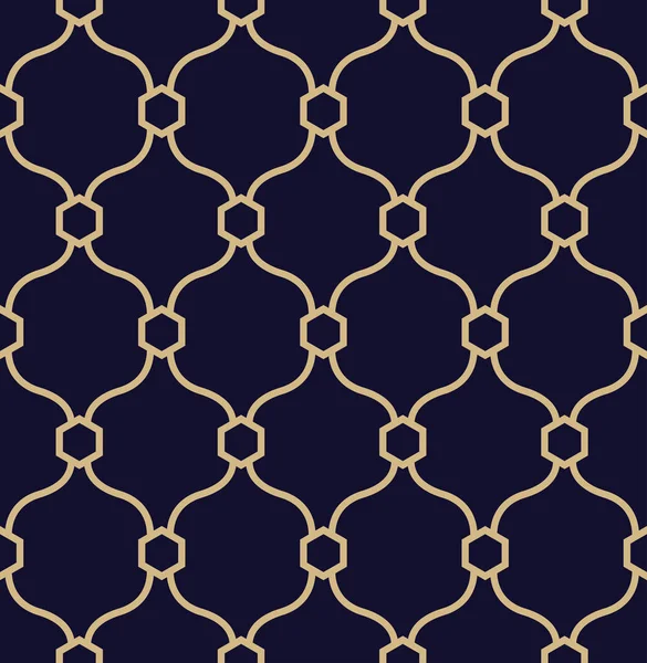 Goldene Geometrische Nahtlose Muster Auf Schwarzem Hintergrund — Stockvektor