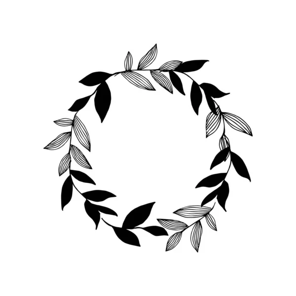Cadre Rond Composé Branches Isolées Sur Fond Blanc — Image vectorielle