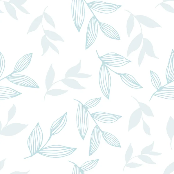 Nahtloses Muster Mit Einfarbigen Blättern Auf Weißem Hintergrund — Stockvektor