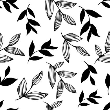 Beyaz arka plan üzerinde izole edilmiş tek renkli yapraklı dikişsiz desen 