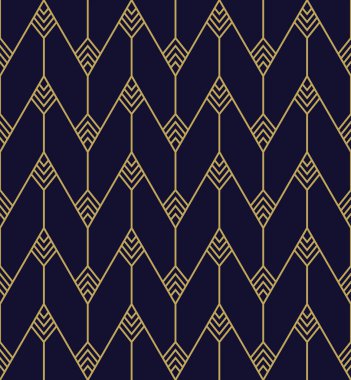 Siyah zemin üzerine altın geometrik Seamless Modeli