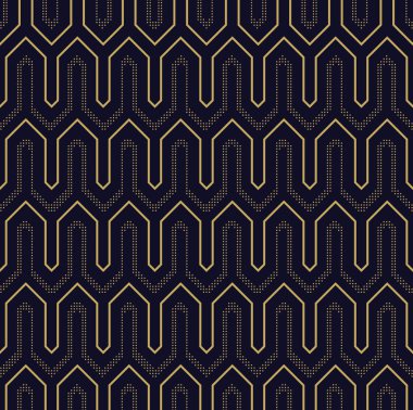 Siyah zemin üzerine altın geometrik Seamless Modeli