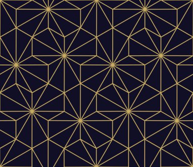 Siyah zemin üzerine altın geometrik Seamless Modeli