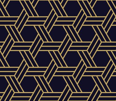 Siyah zemin üzerine altın geometrik Seamless Modeli
