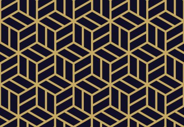 Siyah zemin üzerine altın geometrik Seamless Modeli