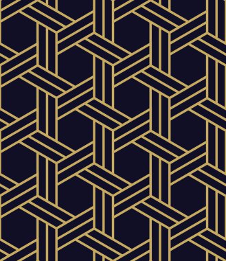 Siyah zemin üzerine altın geometrik Seamless Modeli