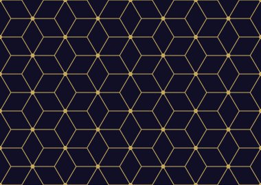 Siyah zemin üzerine altın geometrik Seamless Modeli