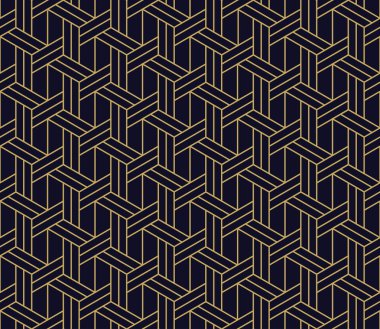 Siyah zemin üzerine altın geometrik Seamless Modeli