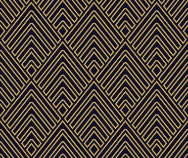 Siyah zemin üzerine altın geometrik Seamless Modeli