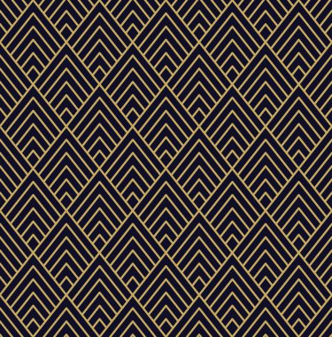 Siyah zemin üzerine altın geometrik Seamless Modeli