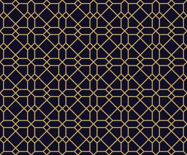 Siyah zemin üzerine altın geometrik Seamless Modeli