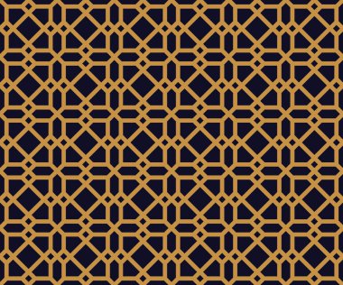 Siyah zemin üzerine altın geometrik Seamless Modeli