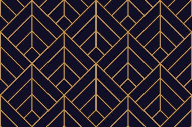 Siyah zemin üzerine altın geometrik Seamless Modeli