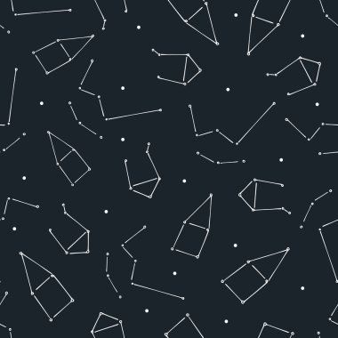 Siyah arka plan takımyıldızları ile dikişsiz desen 