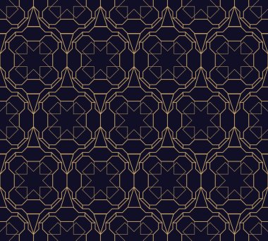 Siyah zemin üzerine altın geometrik Seamless Modeli