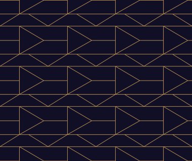 Siyah zemin üzerine altın geometrik Seamless Modeli