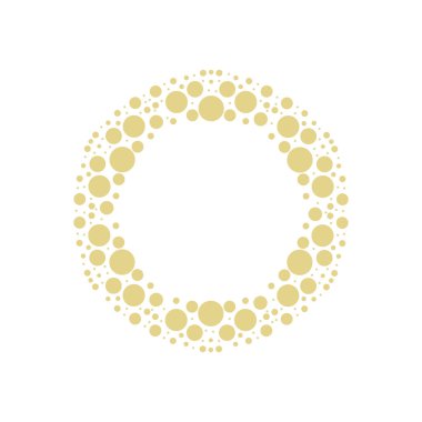 Beyaz arka plan üzerinde yalıtılmış noktalardan yapılmış yuvarlak çerçeve