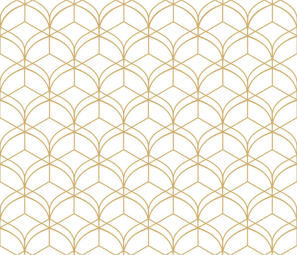 Golden geometric seamless pattern isolated on white background